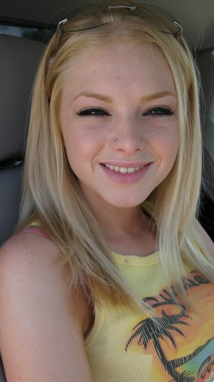 18 year old Alexis Crystal on knees for submissive cock serving action